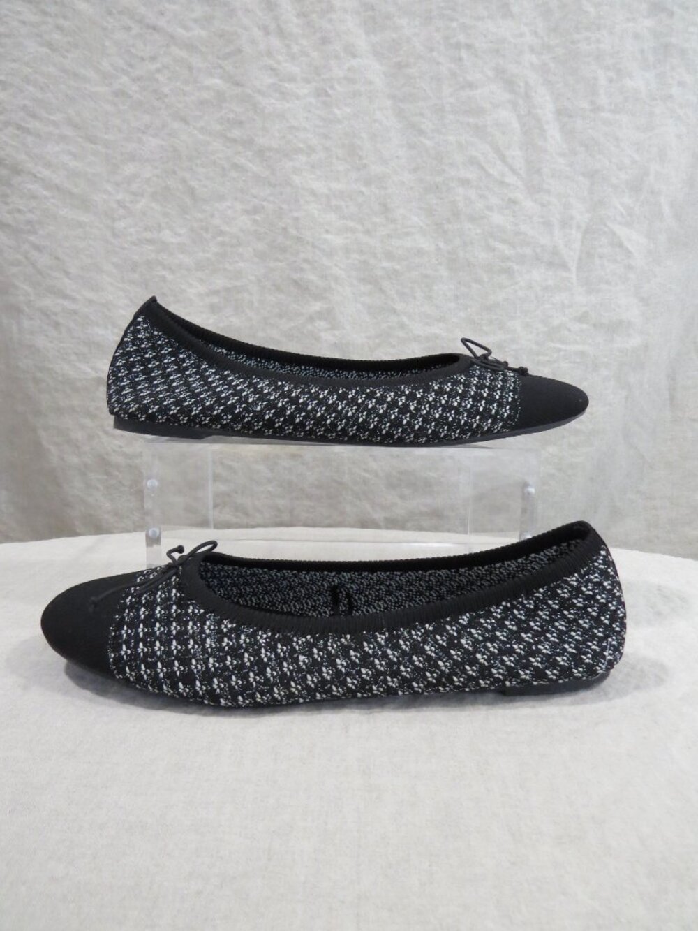 Seychelles Black White Tweed Knit Ballet Flats Women's 9 Wide Memory Foam Shoes